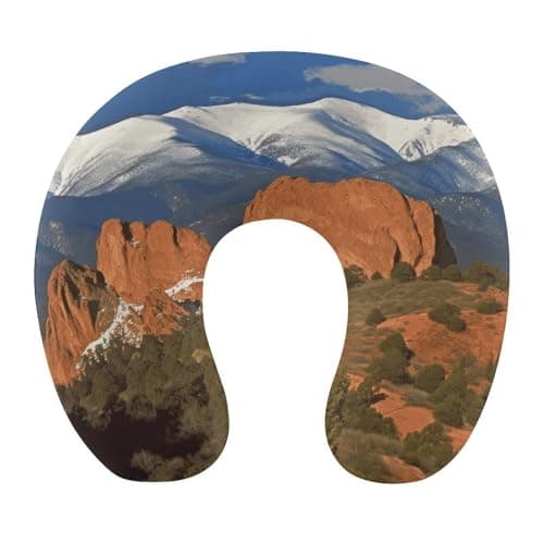 FekiLoot Pikes Peak Colorado Travel Pillow,U Shaped Office Napping Pillow Support Neck and Head Comfortable Travel Neck Pillow U Shape Sleeping Essentials for Long Haul Flights