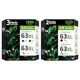63XL Ink Cartridge Replacement for HP 63 XL HP63 Black/Color Combo 5 Pack for Envy 4520 4512 4510 Officejet 4650 5258 5200 3830 5255 4655 4652 5252 Deskjet 3630 3632 2132 1112 3631 2130 3634 Printer