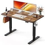 FEZIBO 48 x 24 Inchs Electric Standing Desk, Height Adjustable, Sit Stand Up, Computer Office Desk with Splice Board, Black Frame/Rustic Brown Top
