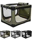 Veraste 30" L x 21" W x 21" H Collapsible Travel Dog Crate, Portable Soft Dog Kennel for Medium Dogs up to 45 lbs, 4-Door Foldable Travel Crate with Durable Mesh & Storage Bag, Green