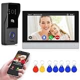 1080P Video Intercom System, Wired Video Doorbell HD Camera with 7 Inch WiFi Touch Monitor, 4-Wire Intercom Panel Kit, 2-Way Audio Monitoring Tuya App IC Card Unlock for Villa Home Office Apartment
