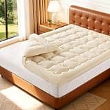 Luxury 100% Organic Wool Mattress Topper Made from Australian Merino, Extra Soft 1500 GSM Wool Mattress Pad for Back Pain Relief, Fuffy Mattress Cover (Beige, Queen(60"x80"))