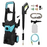 Keenso Pressure Washer, 1450PSI 5.6L 1min High Power Washer with 32ft Hose 4 Tips Foam Head Cleaning for Car Fence Patio Home Cleaning (US Plug 110V)