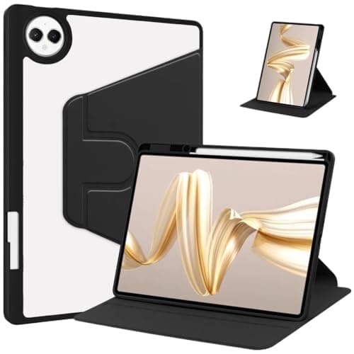 PMPLBEBAZ Tablet Case Suitable for Huawei Honor Pad 10 12.1inch 2025 HEY3-W10 W00 360° Rotating Stand Cover with Pencil Holder(Black)