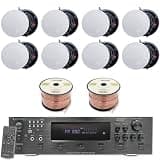 Technical Pro Home Theater Sound System Kit - 6 Channel 6000 Watts Bluetooth Amplifier, 8 Qty of 8” Frameless Ceiling Speakers 300 W Each, 500 ft Speaker Wire & Remote Ideal for Home, Office