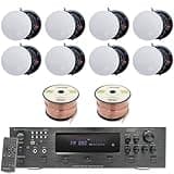 Technical Pro Home Theater Sound System Kit - 6 Channel 6000 Watts Bluetooth Amplifier, 8 Qty of 8” Frameless Ceiling Speakers 300 W Each, 500 ft Speaker Wire & Remote Ideal for Home, Office