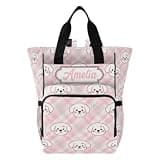 VELINTE Personalized Pink Puppy Heart Diaper Bag – Travel, Large Capacity for Mom