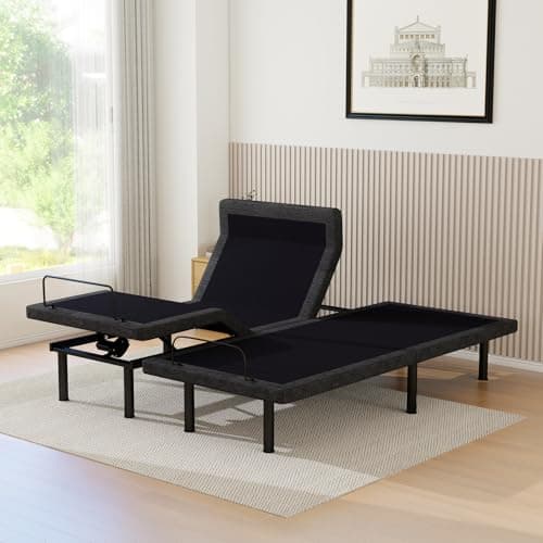 Vipbear Split King Adjustable Bed Frame with Head and Foot Lift & Head-Pillow-Tilt, Electric Bed Base with Under-Bed LED, Zero Gravity, Wireless Remote, USB Ports, Adjustable Legs