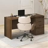 Pemberly Row 3-Drawer Fixed Pedestal Filing Cabinet, Composite Wood, Modern Walnut Finish, Locking File Storage, Soft-Close Drawer, 17.8 x 15.6 x 28.4 in, Integrated Workspace for Home Office