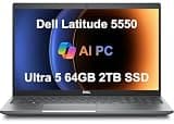 Dell Latitude 5550 5000 Business AI PC Laptop (15.6" FHD Anti-Glare, Intel 12-Core Ultra 5 125U (Beat i7-1355U), 64GB DDR5 RAM, 2TB SSD) Backlit,Thunderbolt 4, FHD RGB Webcam, Ethernet, Win 11 Pro