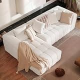 Daluvenix 107" Chenille Boneless Couch with L - Shaped Chaise, Comfy Modular Sectional Sofa with Tufted Design, Modern Upholstered Sofa, No - Assembly Sectional Couch, Oatmeal