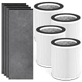 GoKBNY 4-Pack HP400 Series Replacement Filter Compatible with Hunter HP400 Cylindrical Tower Air Purifiers, for Model H-HF400-VP/H-PF400, with 4×Pre-Filters