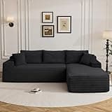 Flyida 95" Boneless Cloud Sectional Couches for Living Room, Comfy Fluffy L Shaped Deep Seat Memory Foam Boneless Couch, Modular Sectional Sofas with Right Facing Chaise, Black
