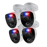 4K Ultra HD Add-On Security Cameras 4PCS, Red&Blue Flashing Lights, Spotlight, Color Night Vision, Smart Detection, Wired, Indoor/Outdoor Video Surveillance(Only Works with 4K & Higher Resolution DVR)
