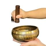 Tibetan Singing Bowls Brass Singing Bowl Sanskrit Handmade Yoga Meditation Instrument For Sound Healing Stress Relief Buddha Mindfulness(10.5cm)