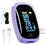 Rechargeable pulse oximeter with respiration, with SpO2 Pulse Rate and PI RR Precision Fast Oximeter SpO2 Reading Outdoor Sports Home (Purple)