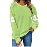 Zzalalana Women's Halloween Sweatshirt Crewneck Ghost Graphic Pullover Tops