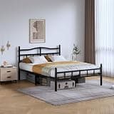 SHOANED 14 Inch Metal Bed Frame - Queen Size Heavy Duty Bedframe with Headboard & Footboard Black Basic Steel Slats Platform No Box Spring Needed/Easy Assembly/Noise Free