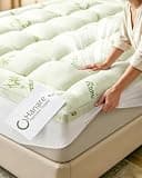 Hanare Mattress Topper 1000 GSM, Breathable Hanare Bamboo Cooling Mattress Topper, Bamboo Viscose, Fluffy Soft Extra Thick Memory Foam Mattress Topper for Back Pain, 8-21" Deep Pocket (Queen)