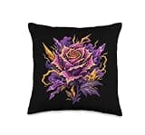 Enchanted Lightning Violet Rose Gothic Fantasy Throw Pillow