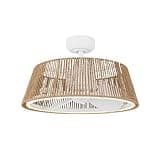 Kuzco Lighting Isla 24-Inch LED Ceiling Fan with Light and Remote, Modern Indoor Ceiling Fan, 5 Selectable Color Temperatures, Sloped Ceiling Compatible, White/Braided Rope | SKU CF41424-WH/BR-5CCT