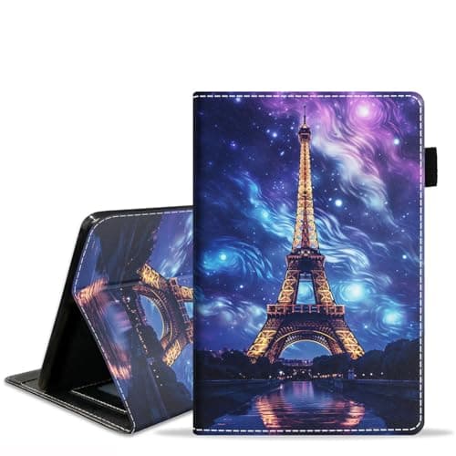 BXIKEOPIU Case for Amazon Kindle Fire 7 Tablet (7" Display, 12th Generation, 2022 Release), Slim PU Leather Stand Folio Cover with Card Slot & Auto Wake Sleep, Eiffel Tower