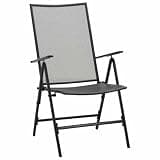 DXKDUSOKJ Set of 4 Steel Mesh Reclining Chairs with 6-Level Adjustable Backrest, Folding Design for Indoor Outdoor Patio Garden Dining Room Use, Anthracite