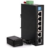 Industrial Ethernet Switch, 6-Port Gigabit Ethernet Switch Hardened, 1000Mbps, 4*1 RJ45 Uplink+1 SFP Port, Din Rail & Wall Mountable (-40 to 185 F), 12Gbps Switching Capacity, with UL Power Supply