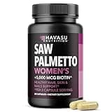 Saw Palmetto for Women with Biotin 5000mcg - Powerful DHT Blocker to Support Hair, Skin, and Nail Health - 60 Count - Vegan, Non-GMO Vitamin for Stronger, Fuller Looking Locks - 1 Month Supply