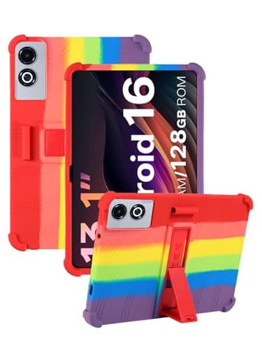 Case for FIRYMID 1315 Android 16 Tablet 13 Inch, FJIASTB Soft Silicone Kids Friendly Protective Cover with Adjustable Stand, Drop-Proof (Rainbow)