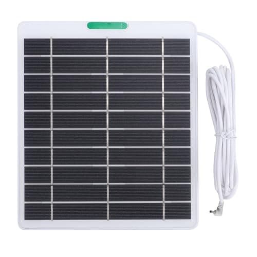 OPPWONG Solar Charger for Doorbell Camera, 5W 5V Monocrystalline Silicon Portable Solar Panel, Charger with DC Interface, Ideal for Security Cameras & Monitoring Systems (White)