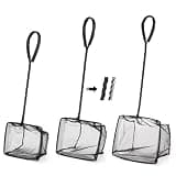 Filhome 3 Pack Aquarium Net, Multi-Size Fine Quick Fish Catch Nets Extra Soft Nylon Fishing Nets with Plastic Handle for Aquarium Fish Tank Supplies- Black (4in,5in, 6in)