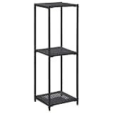 KGFHERENB Black Poly Rattan Storage Shelf, 3-Tier Compact Square Wicker Shelving Unit for Bathroom and Patio, Synthetic Rattan Organizer Display Rack, 11.8 x 11.8 x 35.4 in