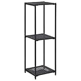 KGFHERENB Black Poly Rattan Storage Shelf, 3-Tier Compact Square Wicker Shelving Unit for Bathroom and Patio, Synthetic Rattan Organizer Display Rack, 11.8 x 11.8 x 35.4 in