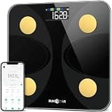 Scale for Body Weight and Fat Percentage, RunStar Digital Accurate Bathroom Smart Scale with Large Display, FSA&HSA Eligible 13 Body Composition Analyzer Sync App, Black Gold