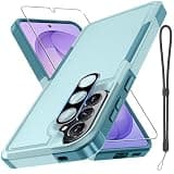 RMOCR Case for Samsung Galaxy A57 5G Phone Cover with Screen Protector+Camera Lens Cover,Military Grade Heavy Duty Shockproof PhoneCase with Wrist Lanyard Strap for Sam A57,Mint Green