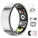 UniJethro Smart Ring for Women & Men, Health Tracker Ring with Heart Rate, Blood Oxygen,Blood Pressure, IP68 Waterproof Fitness Ring, Sleep Tracker for iPhone and Android, No APP Fee (Silver, 11#)