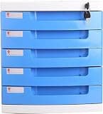 NUHSLF Lockable Plastic Storage Drawers Desk Organizer File Cabinet for Office A4 Box with 5 Drawers (D-5 Drawers)