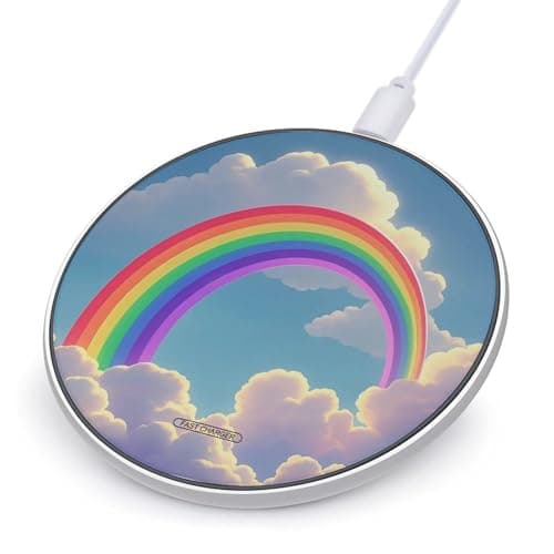 Rainbow Wireless Charger Portable Fast Charging Pad Lightweight Wireless Charging Station for Phone Slim Charge Mat for Travel Home Office Desk