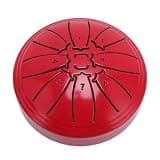 Omquot 4 Inch Mini Steel Tongue Drum Hand Drum for Meditation Practice 8 Note Carbon Steel Musical Instrument (Red)