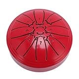 Omquot 4 Inch Mini Steel Tongue Drum Hand Drum for Meditation Practice 8 Note Carbon Steel Musical Instrument (Red)