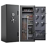 VALINIRT 34 Gun Fireproof Safe for Rifles and Pistols, Gun Cabinet with Keypad/Key Access, No-Assembly-Required Gun Safes with Combination Lock and Built-in Charging Ports