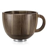 SpaceAid Wooden Bowl with Handle, Kitchen Space Aid Acacia Wood Mixing Bowls Holder for Stand Mixer, Compatible with 4.5 & 5 QT Tilt-Head Models Kitchen, Light Wood