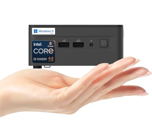 WOWPC ASUS NUC 13 Pro Tall Mini PC Desktop, Intel Core i5-13420H (4.6GHz), 32GB RAM, 1TB PCIe SSD, Ultra-Quiet Design, 4K Quad Display, USB, HDMI, Thunderbolt, Wi-Fi 6E, Bluetooth, RJ-45, Win11 Pro