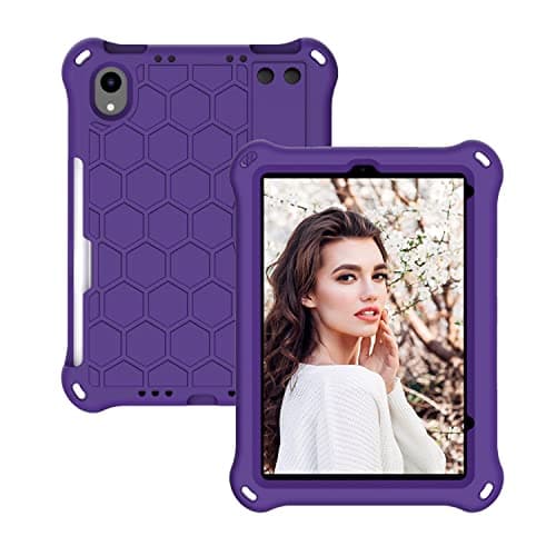 FortisShield for iPad mini 6 Shockproof Tablet EVA Cover with Shoulder Strap and Hand Strap Dropproof Stand Tablet Case(Purper+Black)