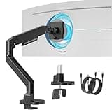 Pegzone Heavy Duty Single Monitor Arm, Gas Spring Monitor Mount for 17-49 Inch Ultrawide Screens with USB, Computer Monitor Stand for Desk with C-Clamp/Grommet Base up to 44 lbs, VESA 75/100mm, Black
