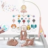 Baby Crib Mobile with Music and Lights - Mobile for Crib with Remote Control, Rotation Nursery Musical Baby Mobile for Bassinet Toys, Crib Toys Hanging for Babies Newborn Boys Girls