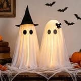 Halloween Spooky Ghost Decorations, Light Up Ghosts Set for Tabletop Decor