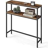 VASAGLE Console Table, 2-Tier Narrow Sofa Table with 2 Shelves, 7.9 x 31.5 x 31.5 Inches, for Living Room, Hallway, Entryway, Rustic Brown and Ink Black ULNT130K01V1