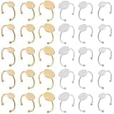 MaehSab 30 Pcs Blank Rings Stainless Steel Adjustable Pad Ring Base, Flat Blank Ring Base Tray for Jewelry Making DIY Crafts (Gold and Silver)